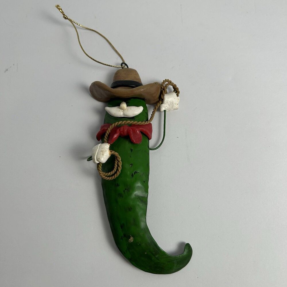 Cowboy Lasso Green Chili Pepper Ornament Western Hard To Find